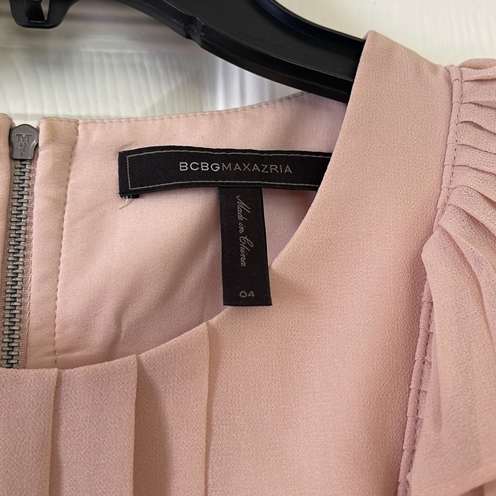 Beautiful Bcbg Blush/Tan Open Back Ruffle Dress Gem